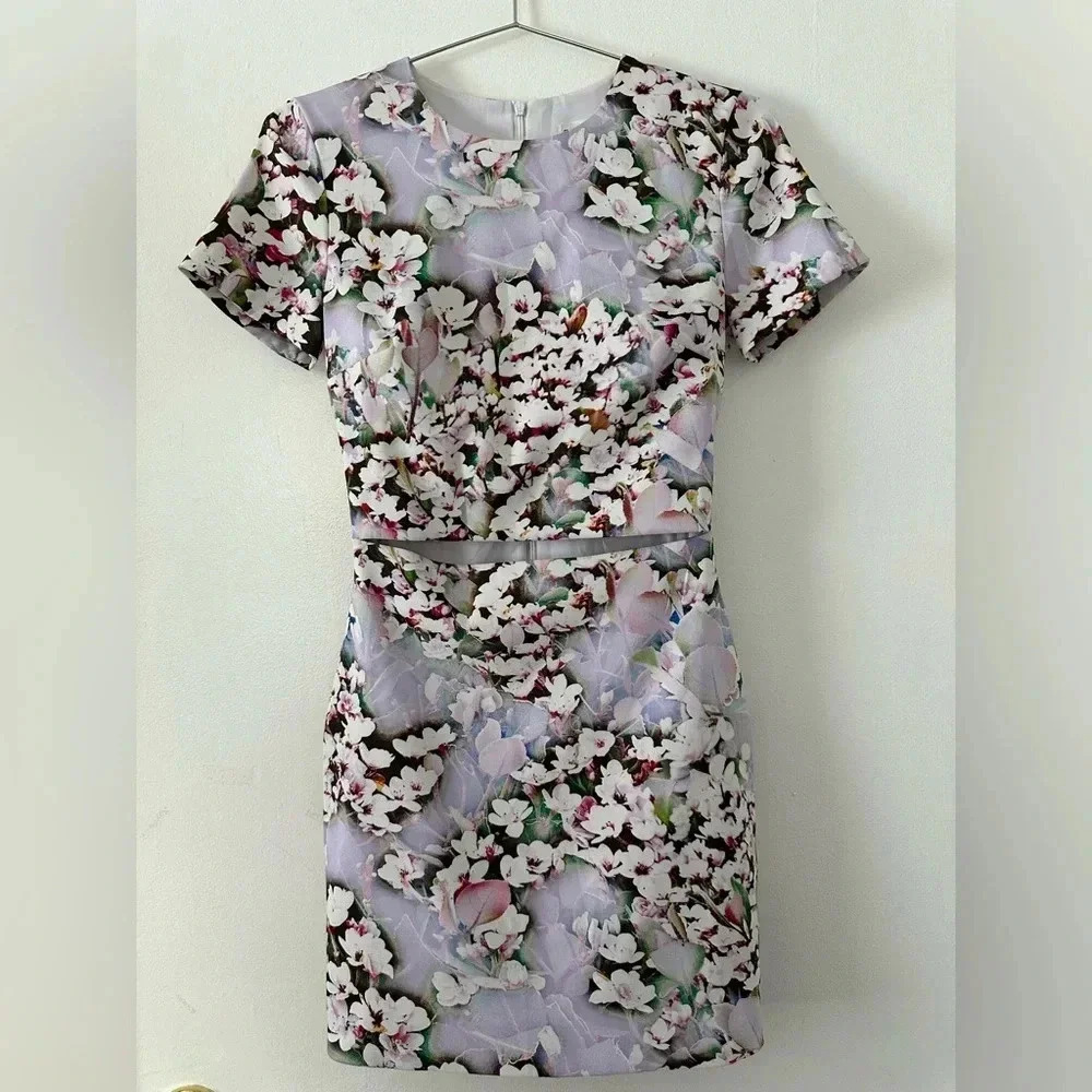 Bec & Bridge Floral Mini Dress in White, Pink, Green